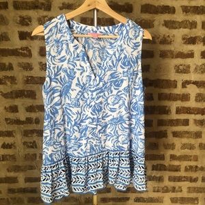 Lilly Pulitzer sleeveless blouse with peplum hem.